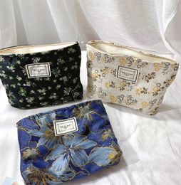 Zipper Large Female Cosmetic Bag Travel Make Up Toiletry Bag Washing Pouch Organizer Flower Soft Makeup Bags for Women3572819