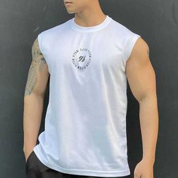 Men's Tank Tops 2024 New Summer Mens Leisure Sports T-shirt Fitness Training Tank Top Gym T-shirt Mens Fast Drying Mens Top Y240522