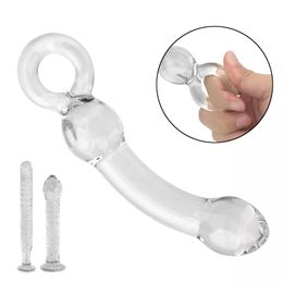 3 Styles Transparent Glass Anal Butt Plug Masturbator Vagina Stimulate Ball Anal Plug Smooth Glass Dildo Women Men Gay Sex Toys