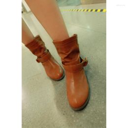 Fitness Shoes Women Ankle Boots Fashion Buckle Strap Solid Color Flat Booties Female Winther Casual Medium
