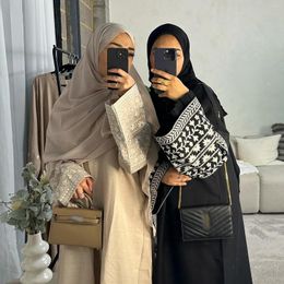 Ethnic Clothing Abayas For Women Modest Embroidered Open Kimono Abaya Dubai Muslim Kaftan Dress Islam Robe Caftan Marocain Femme Kebaya