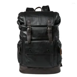 School Bags Backpack Male Bag Leather Laptop Capacity Large Brand Youth Business Boy Luxury Shoulder Travel