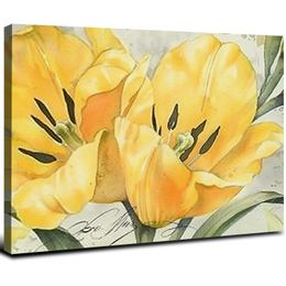 Yellow Flower Wall Art Canvas Flowers Wall Decor for Bathroom Living Room Bedroom Yellow And Grey Decals Abstract Wall Pictures Modern Minimalism Artwork