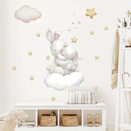 Wall Decor Cartoon Hugging Rabbit Wall Stickers for Children Room Cute Baby Room for Bedroom Living Room Nursery Decoration Wall Decals d240528