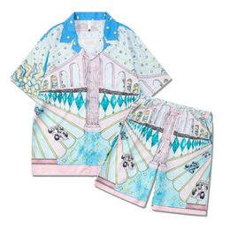 Designer Men's Tracksuits Mens Hawaiian Beach Sets Vacation Shirts For Men And Women Color Blocking Printed Shorts Set