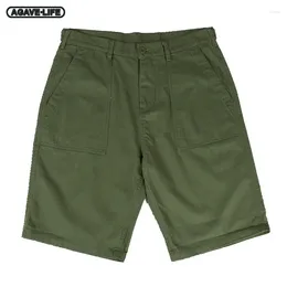 Men's Shorts Military Cargo Men Casual Vintage Army Green Cotton Knee Length Pant Breathable Short Trousers American Summer