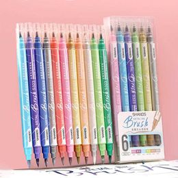 Watercolor Brush Pens Markers 6/12 pieces of double-sided color markers artistic high-value hand drawn pens suitable for adult and childrens school office gifts WX5.27