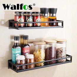 Kitchen Storage WALFOS Organizer Punch-Free Wall Mount Spice Jar Rack Seasoning Can Bottle Holder Stainless Steel Cabinet Shelf