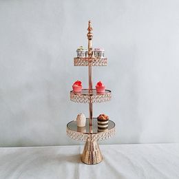 Other Bakeware 2-3 Tier Gold Silver Metal Cake Stand Round Wedding Birthday Party Dessert Cupcake Pedestal Display Plate Home Decor 220T