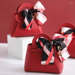Gift Wrap Leather Bags Bow Ribbon Packaging Bag Wedding Favour Distributions Fashion Candy Handbag Coin Purse Wallet