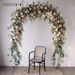 Decorative Flowers Artificial For Wedding Arch Decoration Fake Flower Row Background Wall Decor Front Door Hanging Arrangement Plant