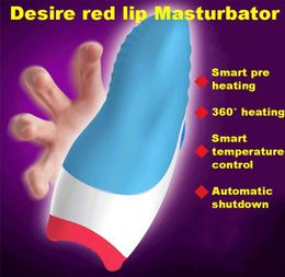 Leten Desire Red Lip Oral Sex Male Masturbator Artificial Sucking Mouth Vibrating Masturbation Cup Erotic Toys for Man6344768