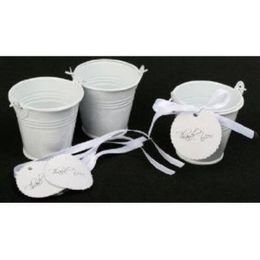100pcs lot White Mini bucket Favours tins wedding Favours tin pails tin candy box Favours tins 280v