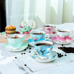 Cups Saucers Bone China Ceramics Coffee Cup Restaurant Afternoon Tea Flower Pattern Espresso Cappuccino Latte Mug Ceylon Black