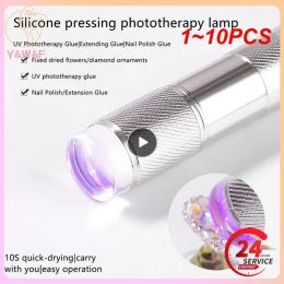 1~10PCS Nail Art UV Mini Flashlight with stamper Portable Silicone Handheld LED Light Nails Polish Dryer Quick Manicure Lamp