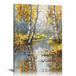 Wall Art for Bedroom - Rustic Forest Landscape Pictures Canvas Wall Decor - Beautiful Piece Paintings Ready to Hang for Bathroom Living Room Kitchen Home Decor