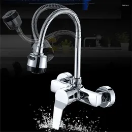 Kitchen Faucets Sink Stream Spray Bubbler Faucet Wall Mounted Dual Hole Cold 360 Rotation Sprayer Water Taps For Bathroom Accessory