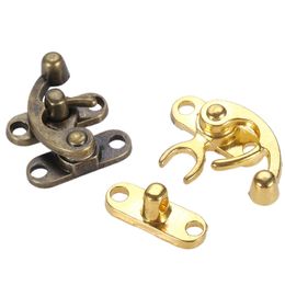2pc Latch Buckle Horn Hasp Padlock Clasp Alloy Hook w/screw Wood Jewelry Box Toggle Lock Antique Bronze/Gold 29*33mm Old Fashion