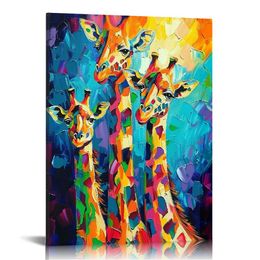 Giraffe Canvas Wandkunst farbenfroh