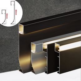 H50/80mm Recessed Wall Trim LED Skirting Line Aluminium Profile Baseboard Channel Corner Waist Bedroom Home Decor Bar Strip Light