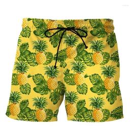 Men's Shorts Hawaiian Style Trendy Short Pants Men Fashion Casual Pineapple Fruit 3d Print Cool Beach Girls Boys Swim Trunks Clothing