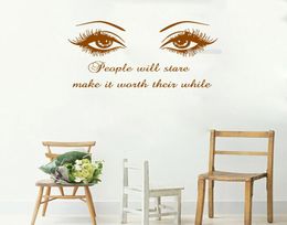 Wall Decal Black Eye Eyelashes Vinyl Stickers Lashes Eyebrows Brows Beauty Salon Wall Sticker Quote Girl Room Home Decor8030648