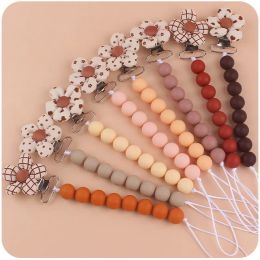 Baby Pacifier Clips Chain Newborn Silicone Beads Dummy Clip Holder Nipple Soother Chains Kids Teething Toys Chew Gifts BPA Free
