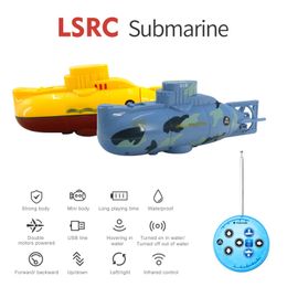 6CH Mini RC Submarine 0.1m/s Speed 3 motors Remote Control Boat 23Mins Playing Time Waterproof Diving Toy for Kids Children Gift 240518