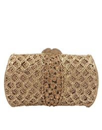 Boutique De FGG Rose-Gold Women Crystal Clutch Purses Evening Bags Bridal Diamond Minere Handbags Ladies Party Bag 2203214703618