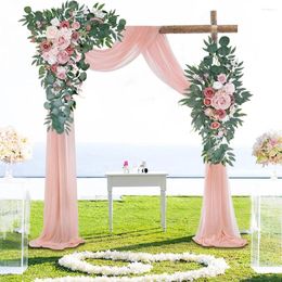 Decorative Flowers Yan Dusty Rose Wedding Arch Flower Swag Arrangement For Country Ceremony Floral Garland Reception Backdrop Decoration