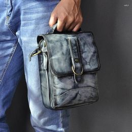 Waist Bags Men's Fashion Horse Leather Bag Medium Retro 8-Inch Outdoor Shoulder/Crossbody For Summer Travel 4 Colours