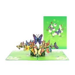 1pc Three-dimensional Greeting Cards, Colourful Butterflies, Flying Paper Carvings, Birthday Wishes, Messages, Thanksgiving Car