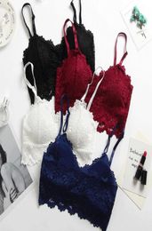 2019 Embroidery Bra Women Wine Red Blue White Black Lace Bralette Plus Size Bra Push Up Wireless Backless Sexy Bras7766673