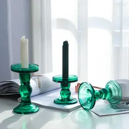 Candle Holders Ins Style Roman Column Glass Candlestick Retro Homestay Room Soft Decoration Cafe Simple Ornament