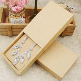 Gift Wrap 48pcs 4 5 3 15 1 0inch Kraft Paper Jewelry Display Box Custom Printed Necklace Pendant Earring Package Cardboard1 270E