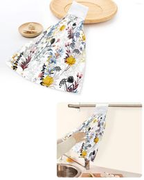 Towel Flower Plant Dandelion Leaves Hand Towels Home Kitchen Bathroom Hanging Dishcloths Loops Quick Dry Soft Absorbent Custom