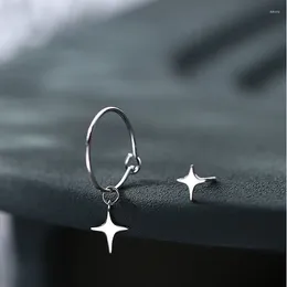 Dangle Earrings VENTFILLE 925 Stamp Asymmetrical Small Star For Women Personality Starlight Studs Korean Silver Colour Jewellery