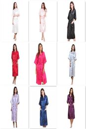9 Colours Fashion Women039s Solid Silk Kimono Robe for Bridesmaids Wedding Party Night Gown Pyjamas M0117329092