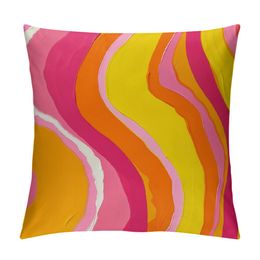 Akame RetroPink and Orange Swirls Throw Pillow Covers Cozy Square Throw Pillow Case Home Decorative for Bed Couch Sofa Living Room Cushion Cover Geometric,