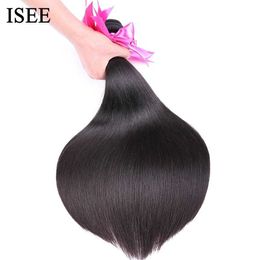 Hair Wefts ISEE Malaysia Straight Hair Bundle 100% Human Hair Extension Natural Colour 3/4 Bundle Straight Hair Bundle Q240529