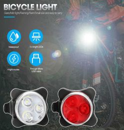 USB Rechargeable Cycling Bicycle Light Mountain Bike Super Light Charging Taillight Outdoor Headlight Front Tail Clip Light Lamp1292036