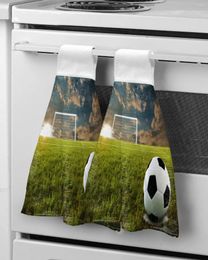 Towel Soccer Football Field Green Lawn Kitchen Bathroom Absorbent Soft Children's Hand Table Cleaning Cloth