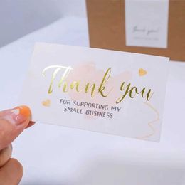 Gift Cards 10-30Pcs Foil Gold Card Thank You For Your Supporting My Small Business Card Small Shop Gift Decorative Card d240529