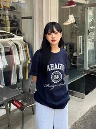 Korean Summer Star Same Cotton T-shirt Short-sleeved Letter Graphic Y2k Trend Plus Size T-shirt 240529