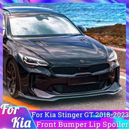 For Kia Stinger GT 2018-2023 Auto Car Front Bumper Splitter Lip Spoiler Diffuser Guard Body Kit Cover Tuning ABS Black Carbon