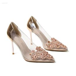 Sexy Pointed Sandals Toe Slip-on Wedding Party Fashion Shoes Women Pumps Transparent 159