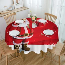 Table Cloth Christmas Santa Claus Decor Ball Round Tablecloth Waterproof Wedding Cover Party Decorative