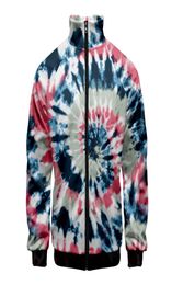 Colourful Psychedelic Tie Dye 3D Printed Womenmen Hoodies Sweatshirt Stand Collar Zipper Jacket Casual Sportswear Streetwear1520508