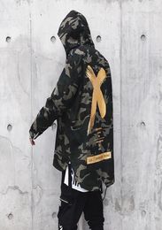 Camouflage Jacket Men High Street Ribbon Patchwork Cotton X Print Bomber Coat Autumn Harajuku Pilot Flight Coats4490417