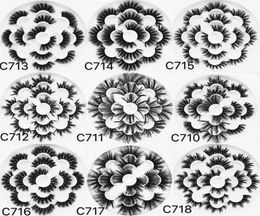 9 Styles Dramatic Long Faux 25mm 27mm 5D mink eyelashes 7 pairs 1616 flower eyelashes tray book C710C7187825062
